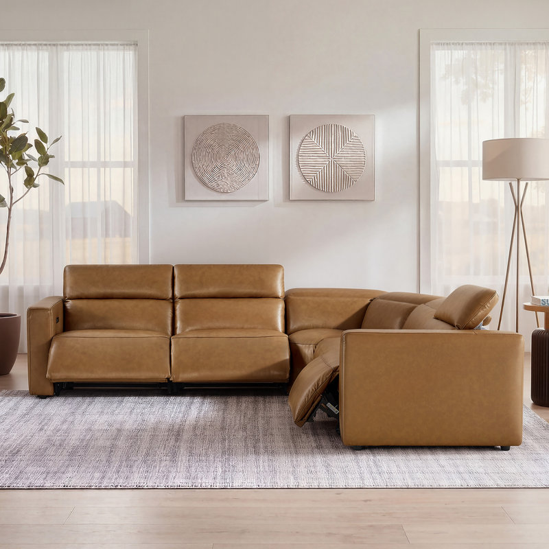 5-Piece Wall-hugger Upholstered Power Reclining Sectionnal, Right Hand Facing, 39.4" H x 125.2" W x 91.7" D