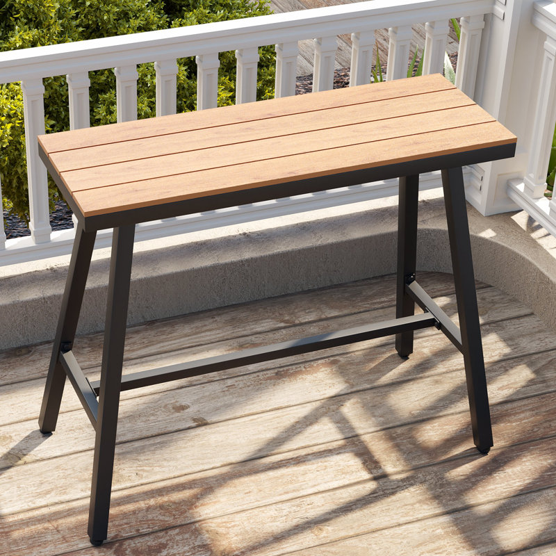 37.01" High Outdoor Metal Bar Table, Brown, 37.01" H x 15.55" W x 42.91" D