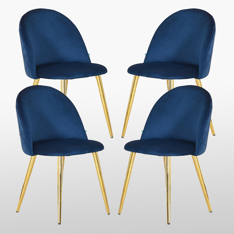 Heavener Modern Velvet Dining Chairs - Ergonomic Upholstered Curved Back with Solid Wooden Legs - Side Chair for Kitchen Living Room Dining Room