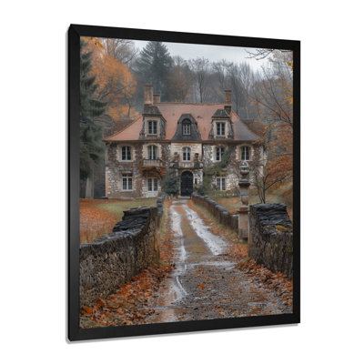 Brown Beige Winter Manoir In France - Chateaus Wall Art