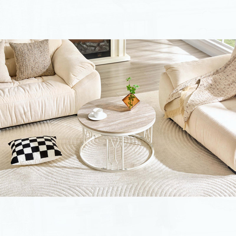 Table basse 27,5 pouces, Blanc / bois