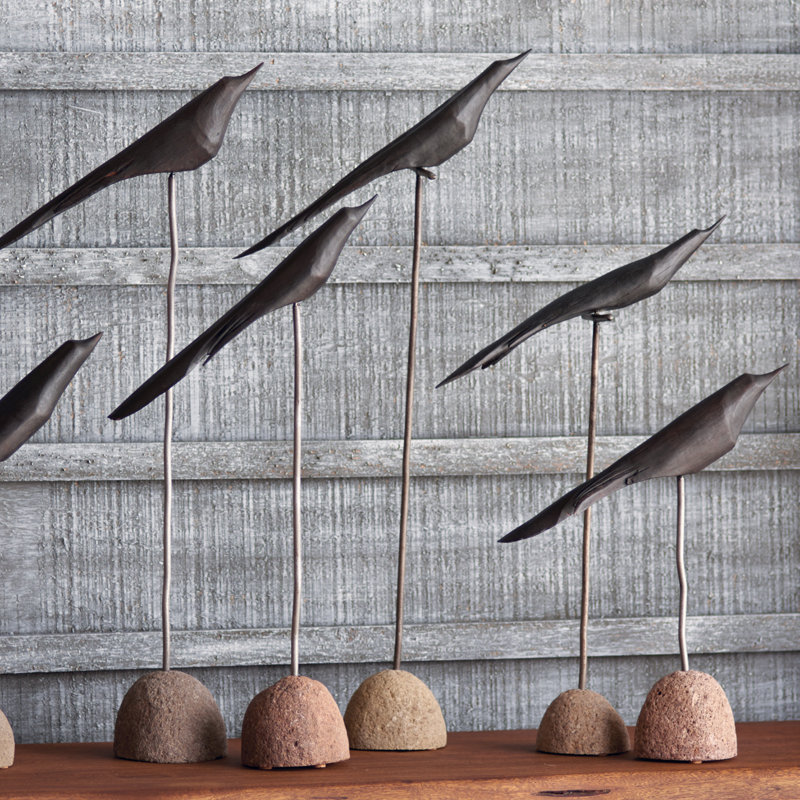 3 Piece Soma Loft Flock Statue Set, Black