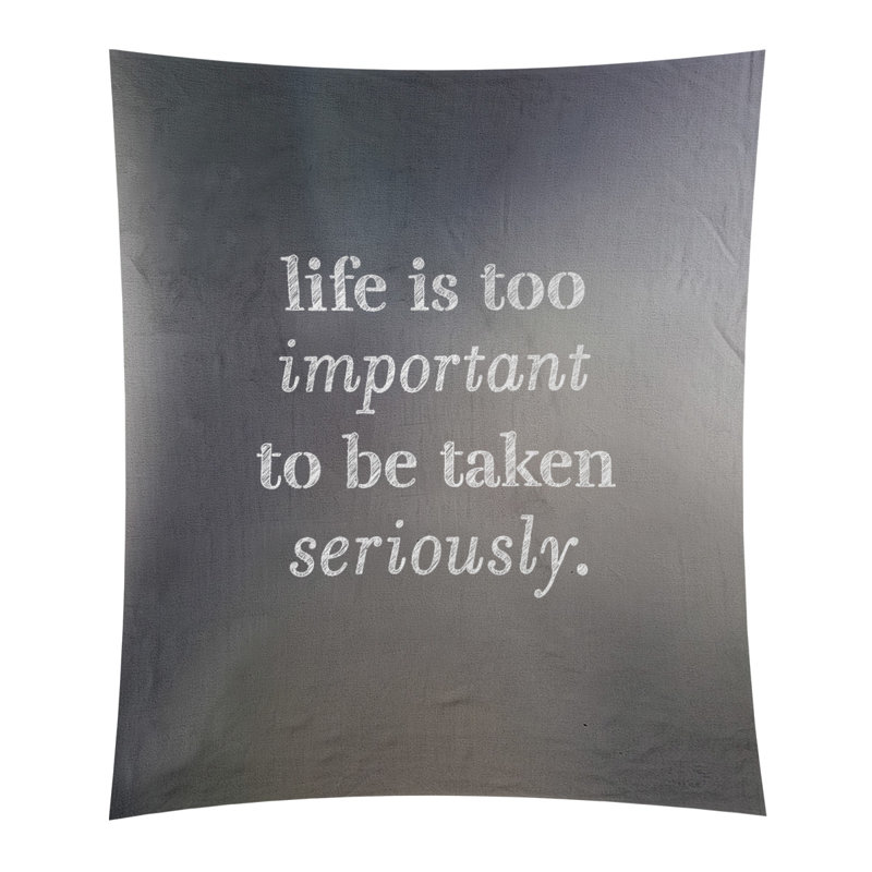 Tapisserie de levity et citation en polyester, H 104 po x l 88 po, Gris
