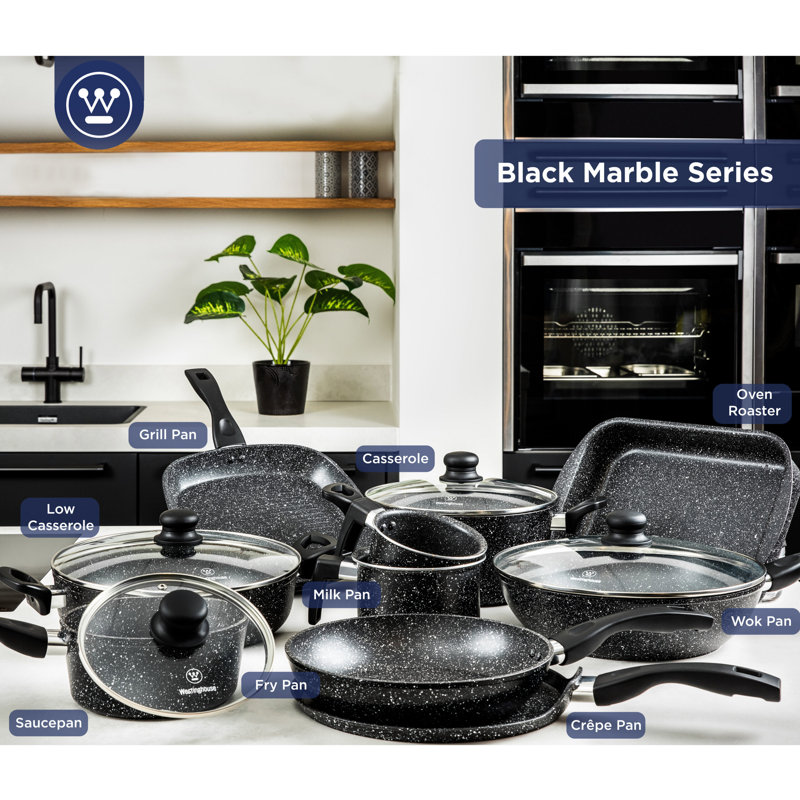 Westinghouse Non Stick Roasting Tin - Roasting Tray Oven Dish - Black Marble, 35cm