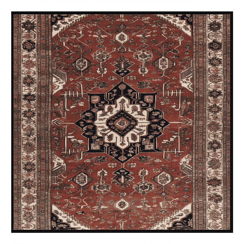Machine Washable Persian Black Area Rug, Square 4'