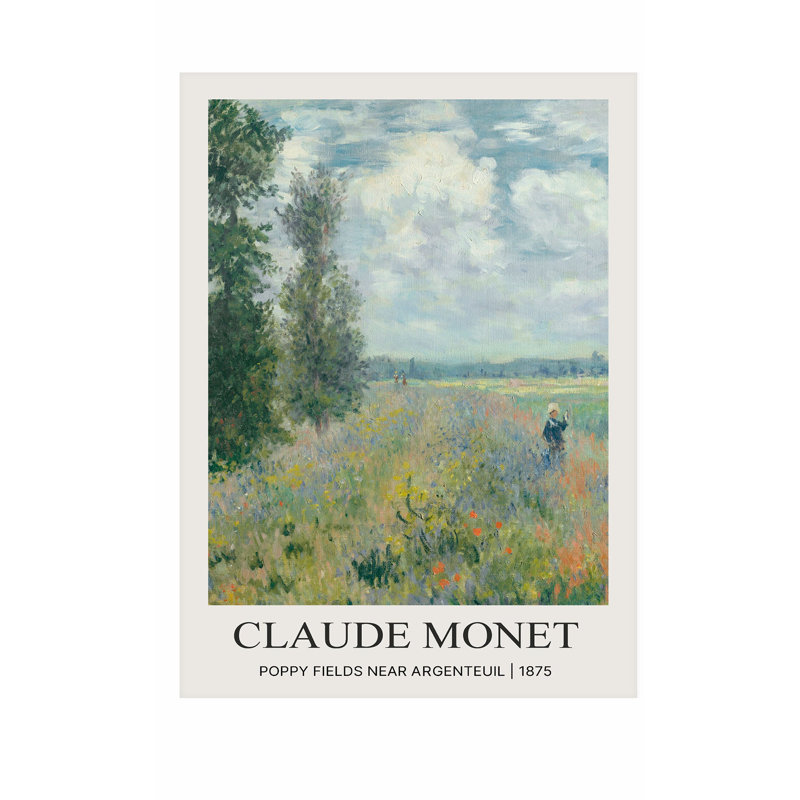 «Landscape and Nature Claude Monet Poppy Fields Near Argenteuil», reproduction d'art classique sans cadre, H 16 po x l 12 po