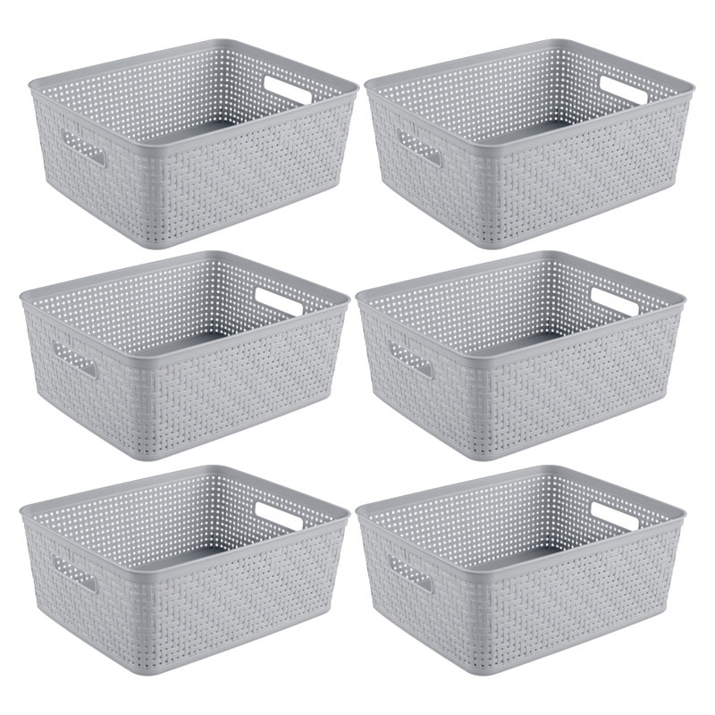 Plastic General Basket Set, 6 Pack and Short, 15 quarts