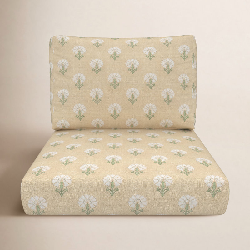 Amala Sunbrella® Outdoor Lounge Chair Seat/Back Cushion, Sunbrella Mira Sunshine