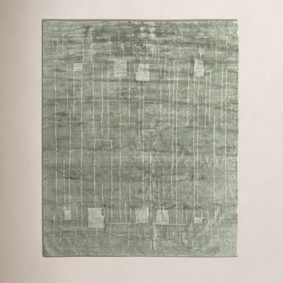Monaco Green Hand-Knotted Abstract Rug
