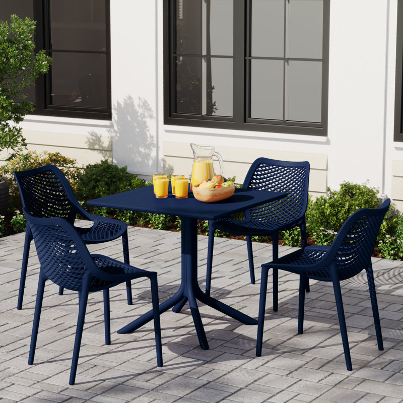 4-Person Outdoor Square Dining Set, Navy
