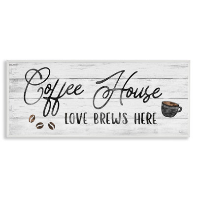 " Coffee House Love Brews Here Kitchen Calligraphy Typography "