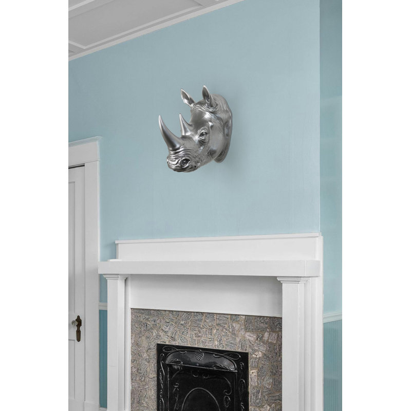 Tête de rhinocéros, art mural, Argent argent