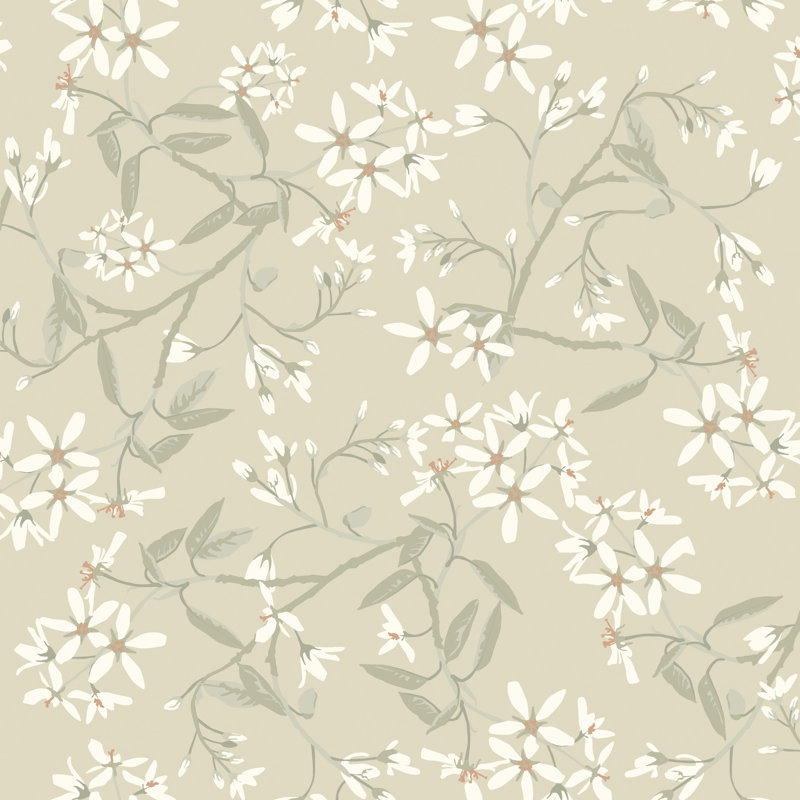 Papier peint Paradis Bouquet beige, Beige