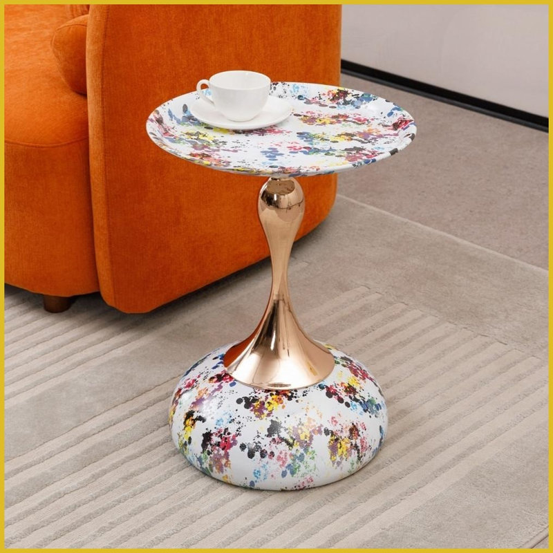 Table basse Mermaid Tail Modern Assemblage rapide, Blanc / Bleu / Jaune