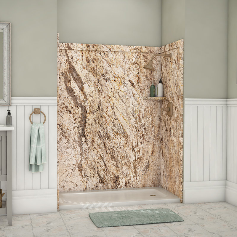 Encadrement de douche en alcôve pliable l 60 po x P 60 po x H 80 po FlexStone, Plages dorées