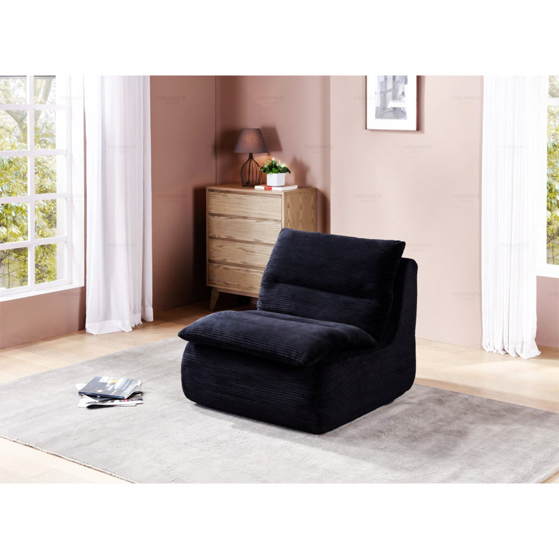 Canapé simple - Fauteuil à billes à compression douce pour le salon, Velours côtelé noir
