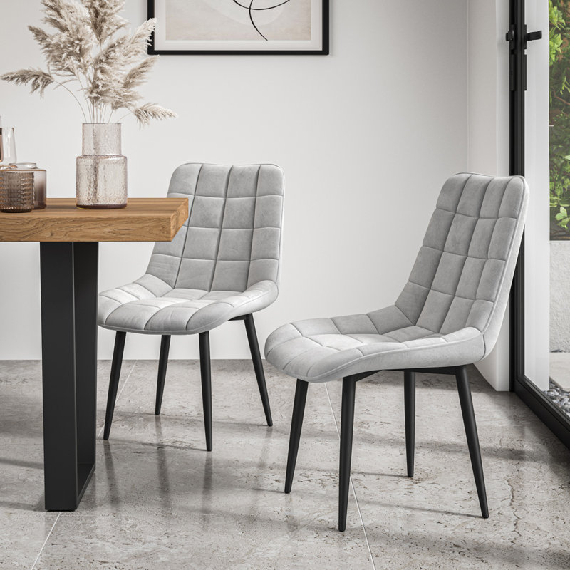 Bierman 45cm H Upholstered Upholstered Back Side Chair, Set Of 4, Grey Velvet