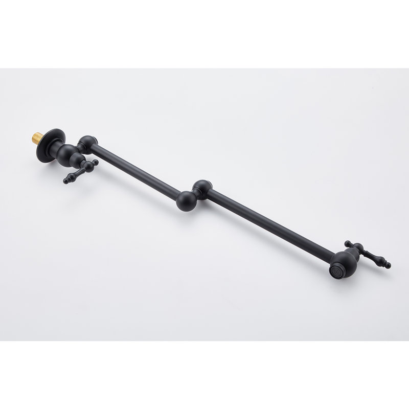 Folding Wall Mount Kitchen Pot Filler Faucet | Gift Idea, Matte Black, Knob Handle