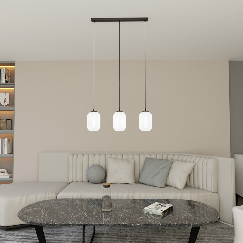 Sardin 3 - Light Matte Black Pendant, Matte Black/Opal