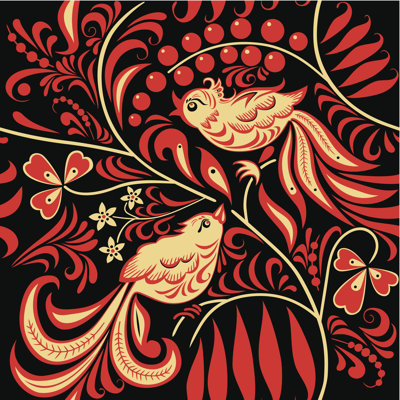 Hohloma - Wrapped Canvas Print