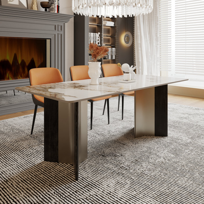 Table de salle à manger Sintered Stone, 29.9" H x 35.4" L x 70.87" W, Pandora, Black