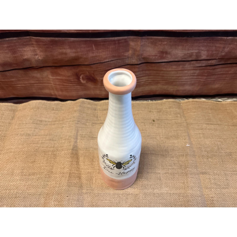 Medium Bee Happy Bud Vase, 12" H x 3.5" W x 3.5" D