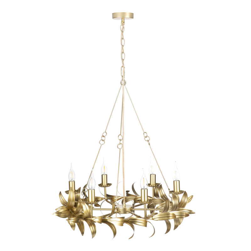 Dorris 6 - Light Satin Gold Waggon Wheel Pendant