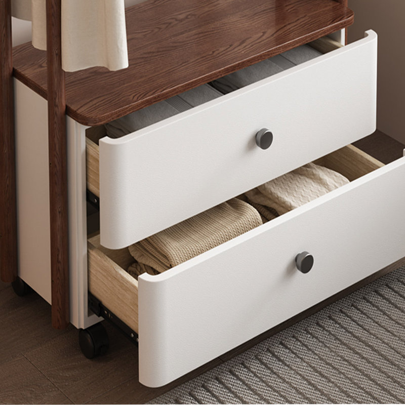 Coat Rack with Drawers Stainless Frame, Walnut
