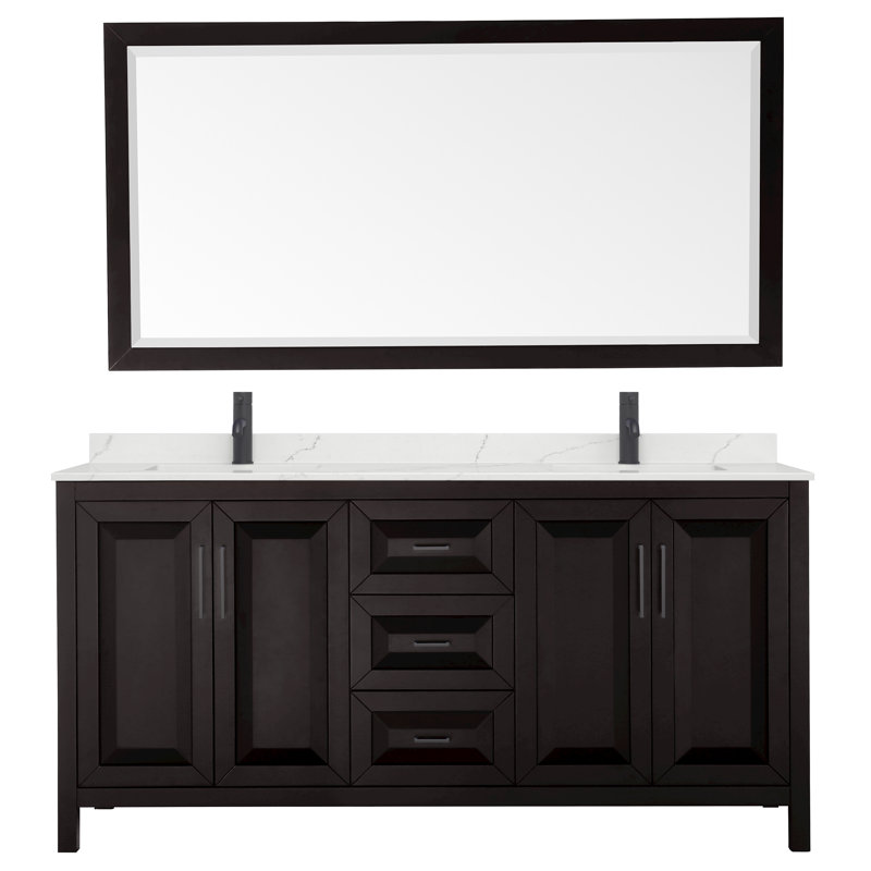 Daria 72'' W Vanity, Brown, Matte Black, Giotto Quartz