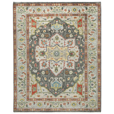 9x11'11'' Hand Knotted Wool Gray,Burnt Orange Oushak Rug