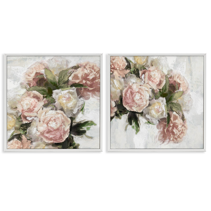 «Traditional Peony Blossoms Arrangement», ensemble de 2 giclées encadrées par Emily Ford, H 24 po x l 24 po x P 1,5 po