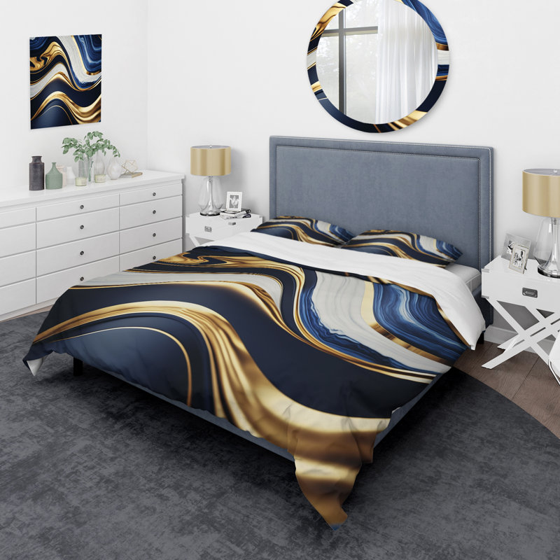 Ensemble de housse de couette en microfibre / polyester à géométrie abstraite Waves