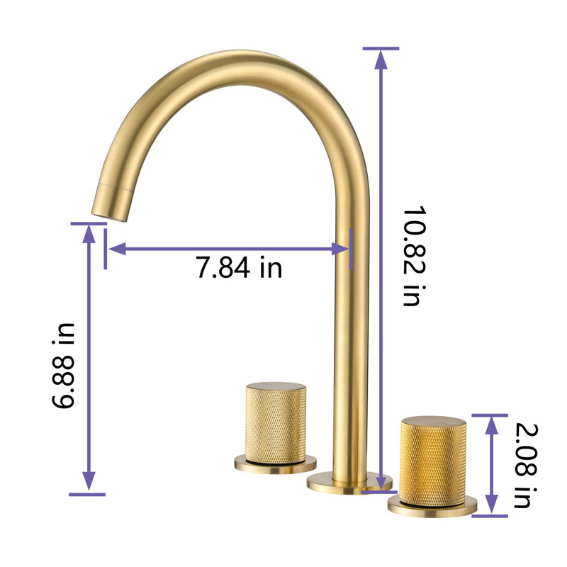 Widespread 2-handle Bathroom Faucet, Brushed Gold