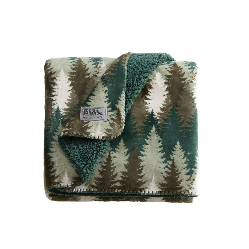 Jeté réversible imprimé Eddie Bauer, Stepped Pines Green
