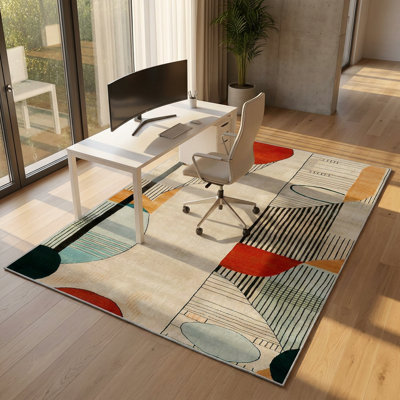 Tapis à motif géométrique abstrait multicolore Orion