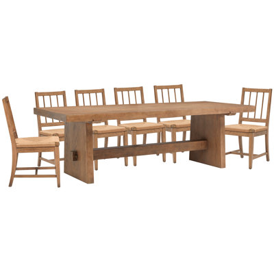 Trestle Dining Table With 6 Paper Cord Side Chairs