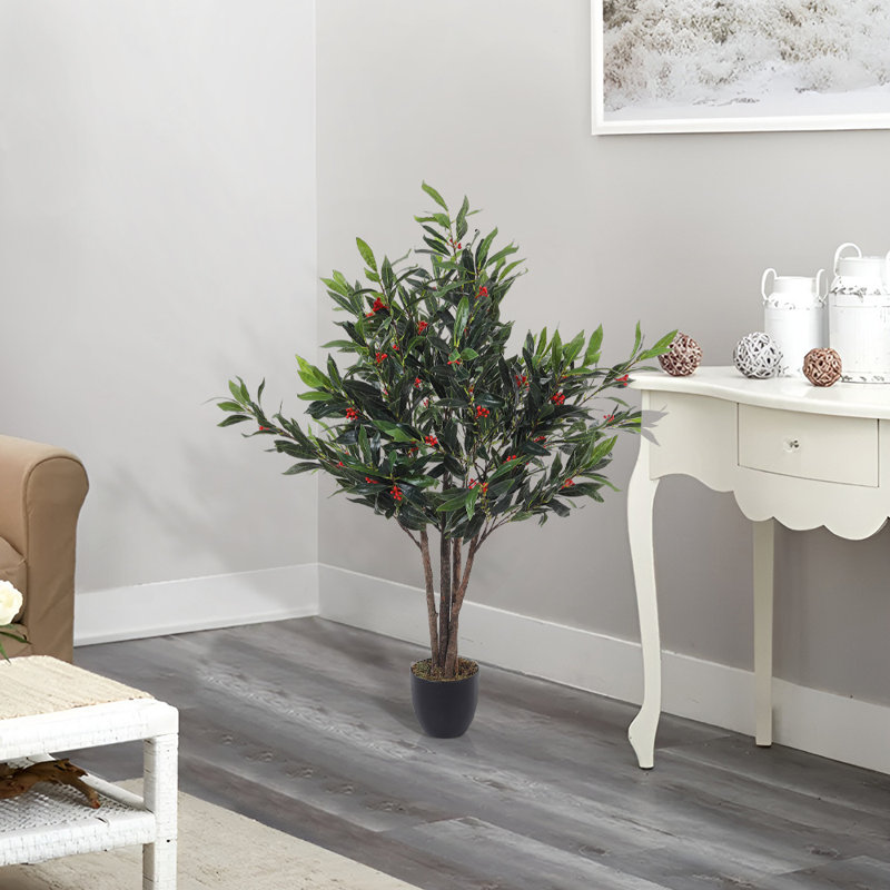 120cm Faux Olive Tree Tree in Freestanding