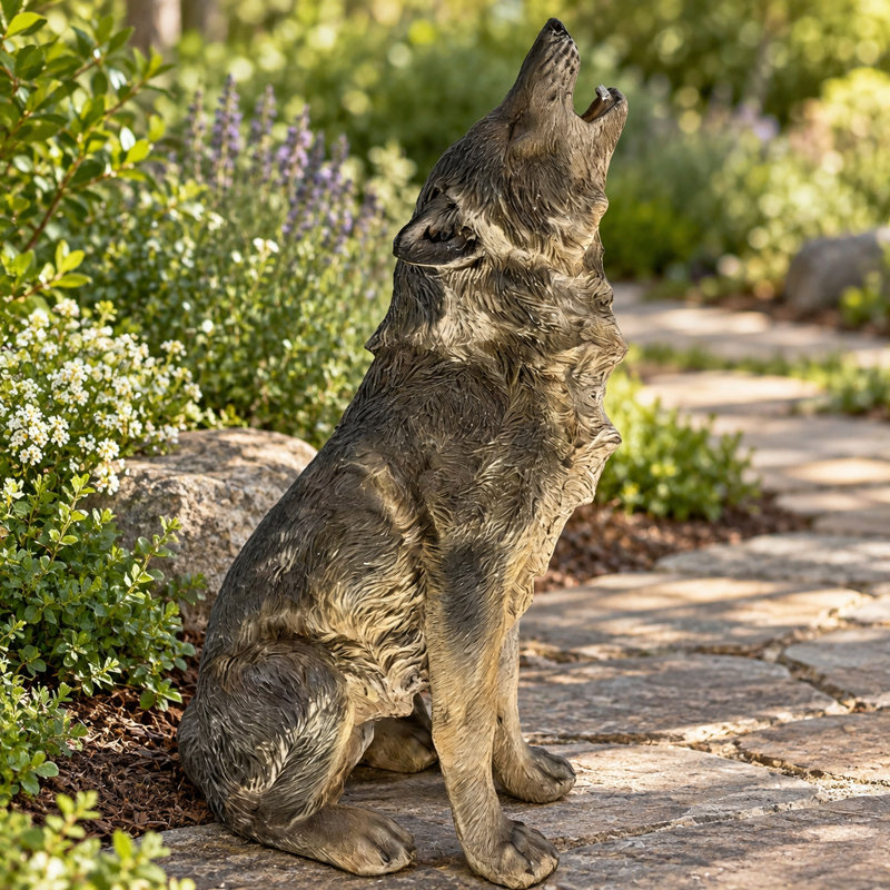 Howling Wolf Garden Statue