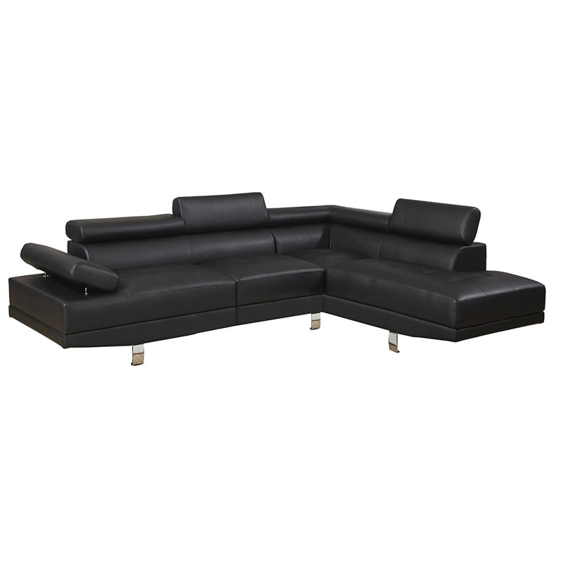 Canapé de couleur modulaire en similicuir ajustable, Similicuir noir
