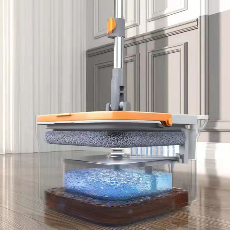 Spin Mop with Bucket 360 Degree Rotatable Self Wash Square Mop Clean/Dirty Water Separation System