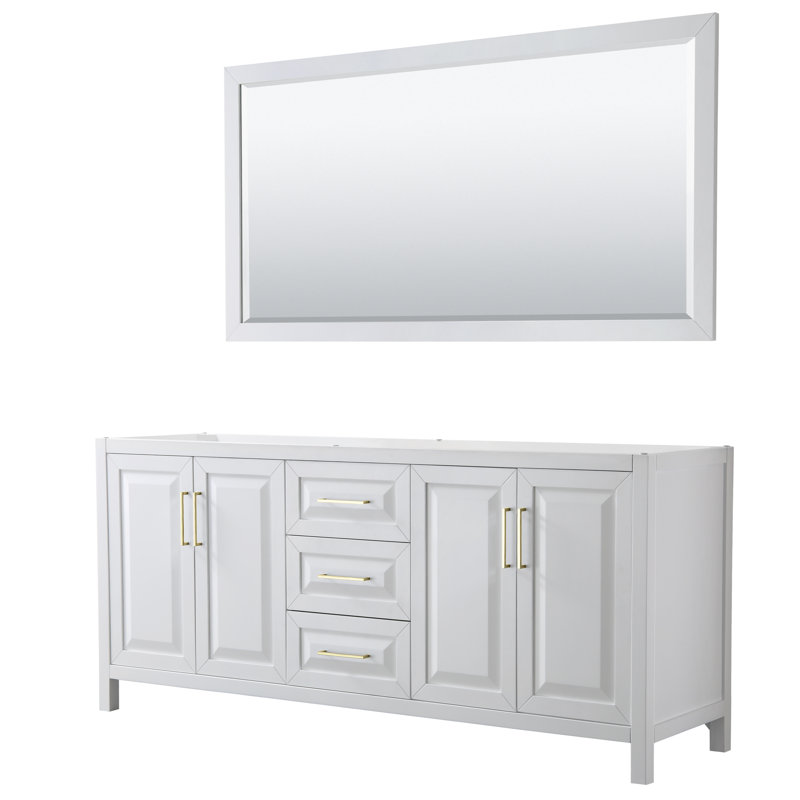 Daria 80'' W Double Vanity, White, Polished Chrome, Carrara Cultured Marble
