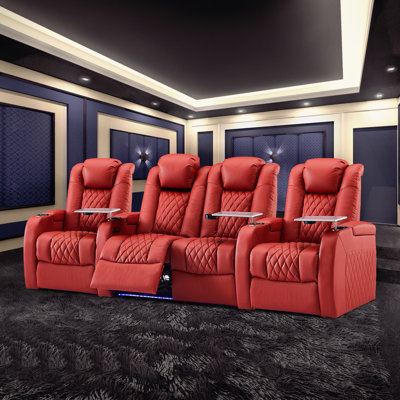 Siège de cinéma individuel en cuir véritable de 112 po de largeur avec porte-gobelet