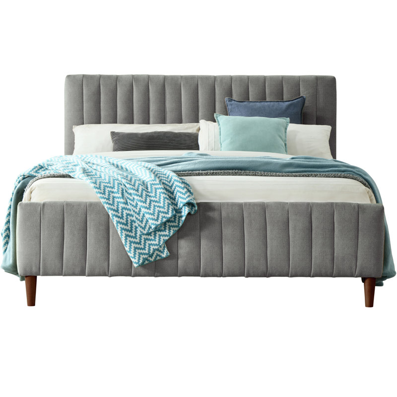 Spencer Catisha Upholstered Tufted Platform Bed, Gray, Queen