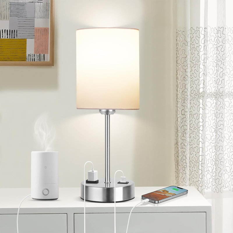 Metal USB Table Lamp, White