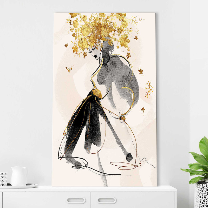 Gold Flower Girl 1 (Vertical) par By Jodi - impression, Toile tendue, H 48 po x l 28 po x P 1,5 po