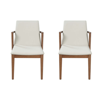 Mid-Century Modern Dining Chairs Set of 2 with Ergonomic Support, Sturdy Rubber Wood Frame, and Premium PU Upholstery for Comfortable Daily Use.
