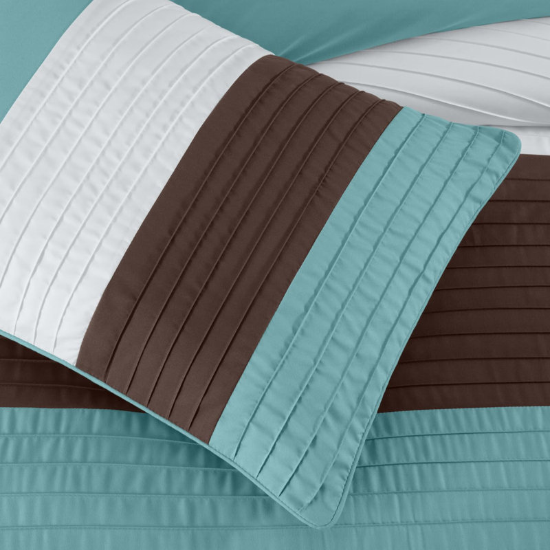 Full Blue Brown Beige Microfiber Bed in a Bag Set