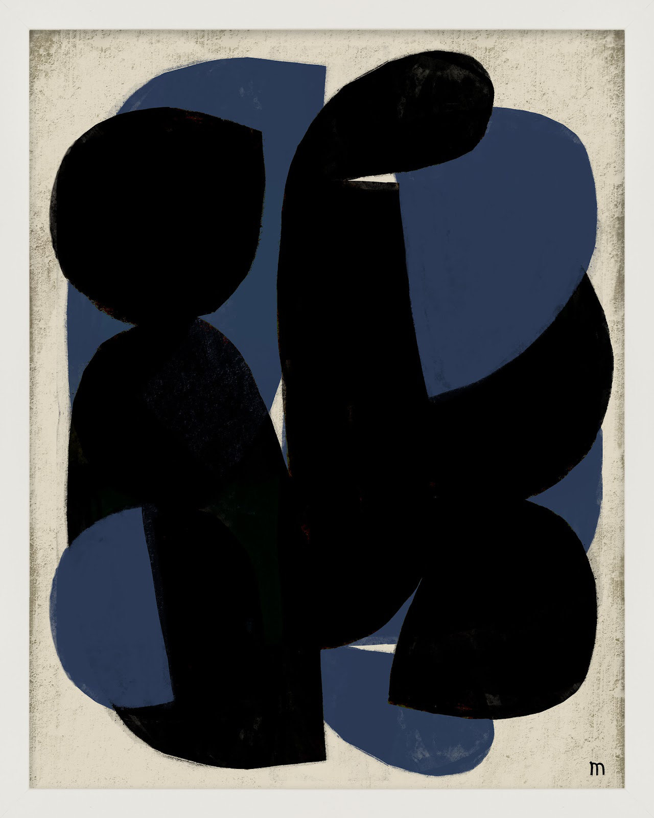 Blue Note Painting, 20" H x 16" W x 1.25" D, White Framed Paper