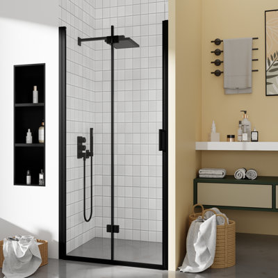 LEROKA Semi-Frameless Bifold Pivot Shower Door with 6mm (1/4 in.) Tempered Glass