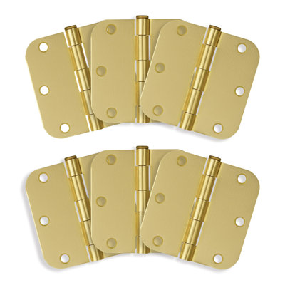 Design House 189548 Door Hinges For Interior Doors 6-pack 3.5-inch X 3.5-inch – Rounded 5/8-inch Radius Steel Door Hinge – Matte Black – Fits Standard Doors